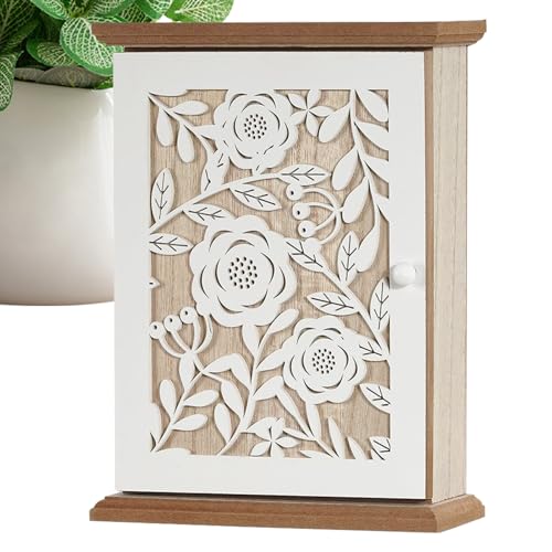 Key Storage Lock Box | with 6 Hooks Modern Cabinet,Wooden Key Cabinet Storage Rack,for Jewelry Small Items Birthday Holiday Housewarming Hallway Front Door