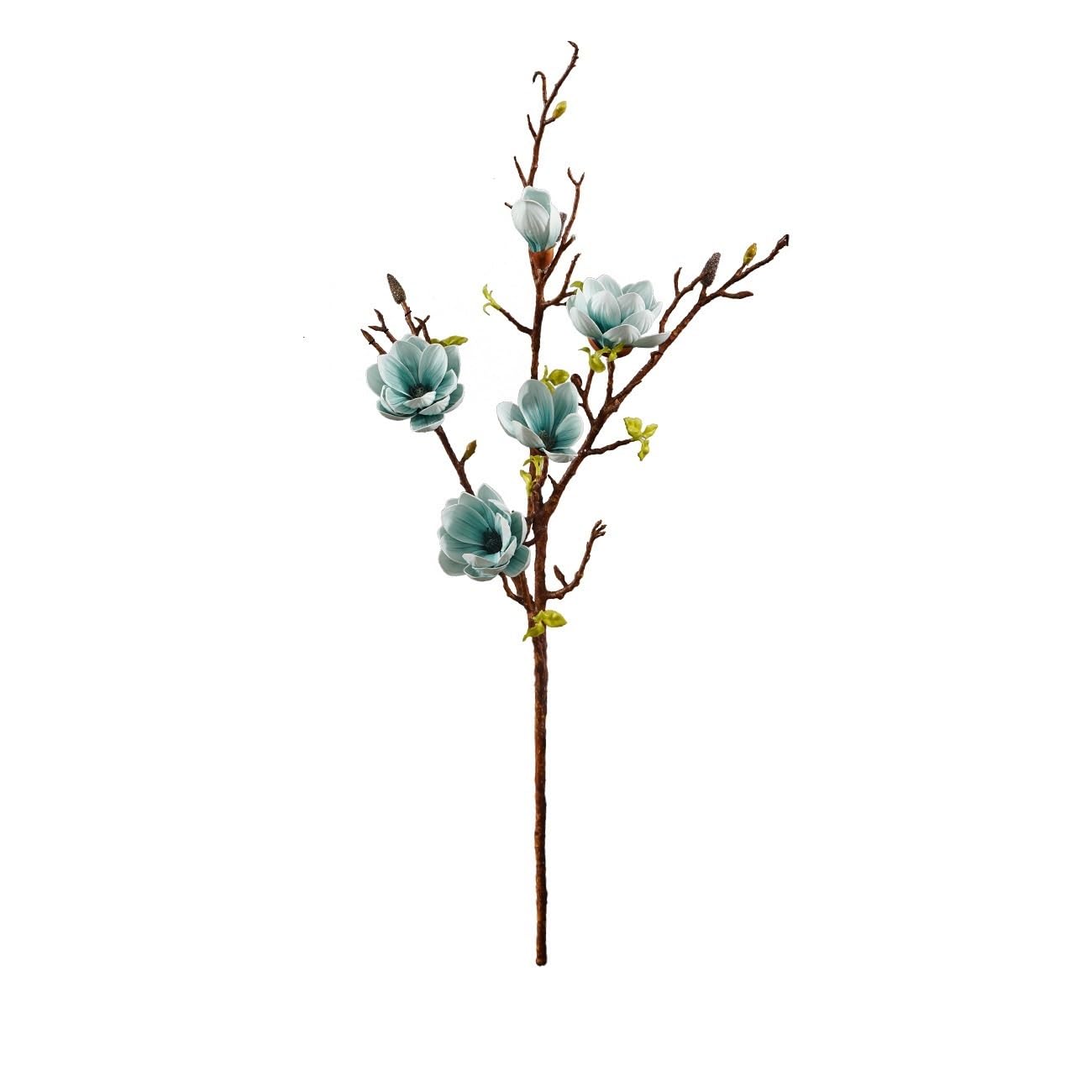 WLH Alexanders 2pcs Artificial Magnolia Flower Branches 106cm Long Stem Faux Floral Faux Bloom for Home Decor Centerpieces faux flower(Blu)