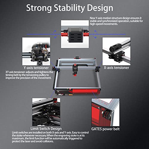 Gravador a laser TS2 10W Cortador a laser Máquina de corte e gravação com foco automático 450x450mm