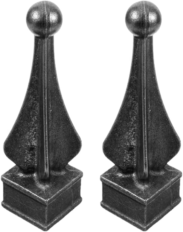 OSALADI Metal Fence Finials 2 Pack Outdoor Garden Post Caps Wrought Iron Fence Topper Decorations for Gate Railings 6.18X1.57 Inch