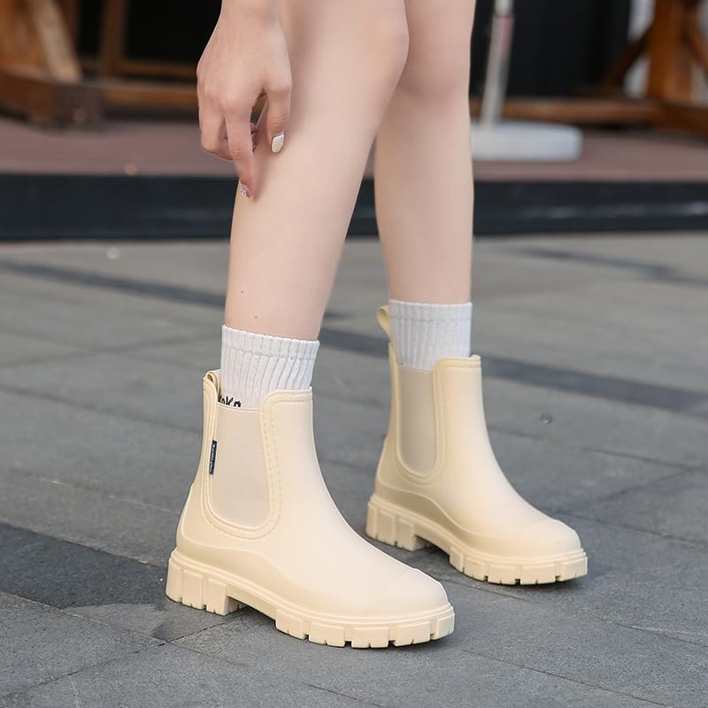 Harssidanzar Femmes Bottines Chelsea Bottes de jardin étanches Chaussures antidérapantes Bottes de pluie courtes pour le travail en plein air HL217EU