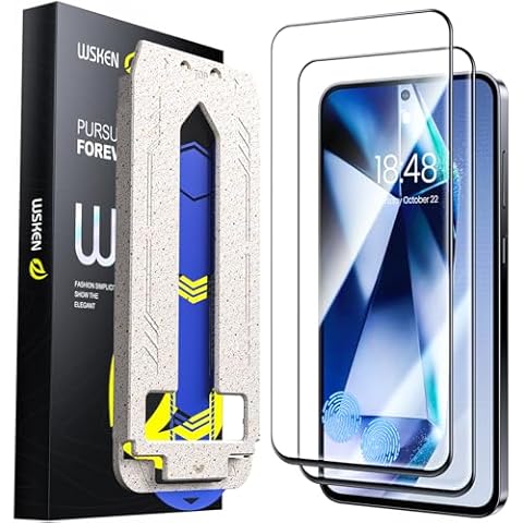 WSKEN for Samsung Galaxy S24 FE Screen Protector-[Auto-Dust Removal] Support Fingerprint Unlock, Bubble Free Full Coverage HD Tempered Glass Film with Dust Clean Installing House, 2 Pack Cover