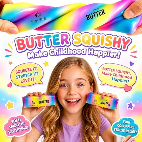 2-Pack Butter Squishy Stress Toy,2026 New Soft Novelty Toy,Realistic Butter Stick Fidget, Slow Rising Soft Squeeze Toy for Adults Stress Relief & Anxiety Relief (2PCS Butter Dazzling Colors) - image 2
