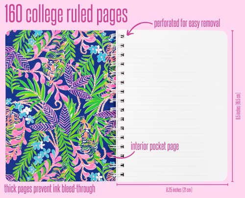 Lilly Pulitzer Hardcover Mini Spiral Notebook, 8.25" X 6.5" Small Journal With 160 College Ruled Pages, How You Like Me Prowl #TOP1