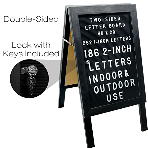 Large Wooden A-Frame Sidewalk Sign 36X20 Felt Letter Board W/Changeable Letters - Egp-Hd-0084 (Black) #TOP2