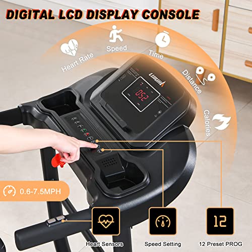 Lijiujia Folding Treadmill, 2.5Hp Portable Treadmill Mini With Manual Incline & 12 Preset Prog For Home Office Small Space, Walking Running Electric Treadmill With Led Display & App & Cup Holder #TOP1