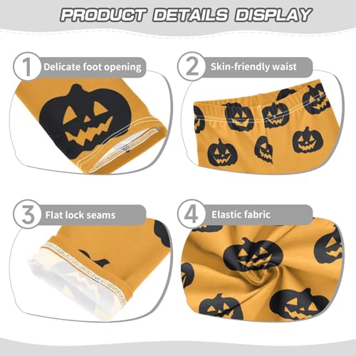 Black Pumpkin Silhouette Orange Girls Leggings Soft Stretch Workout Yoga Dance Pants for Kids Casual Tights3