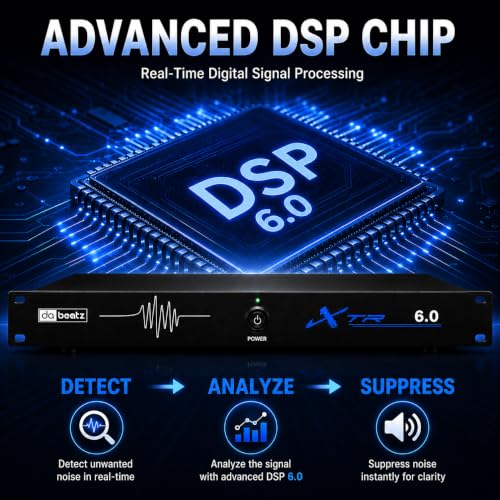 Image of DaBeatz XTR 6.0 Feedback Suppressor, 6 Mic In / 6 Line Out Anti-Howling Processor with Auto Feedback Elimination, Frequency Shift & 24-Bit /96kHz DSP for Stage, Conference, PA System & Karaoke