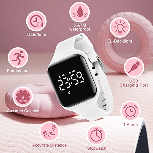 A ALPS Kids Watches for Girls Boys Digital Sport Watch with Step Counter Pedometer Vibration Alarm Clock, No App Waterproof Fitness Tracker Kids Watch Boys Girls Teens Students Ages 5-16 by A ALPS - Image 2
