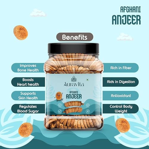 Image of Auravita Naturally Dried Premium Anjeer 500gm | Soft Juicy Figs Dry Fruit | No Added Sugar | Rich Source Of Fiber | Low in Fat | Healthy Snack
