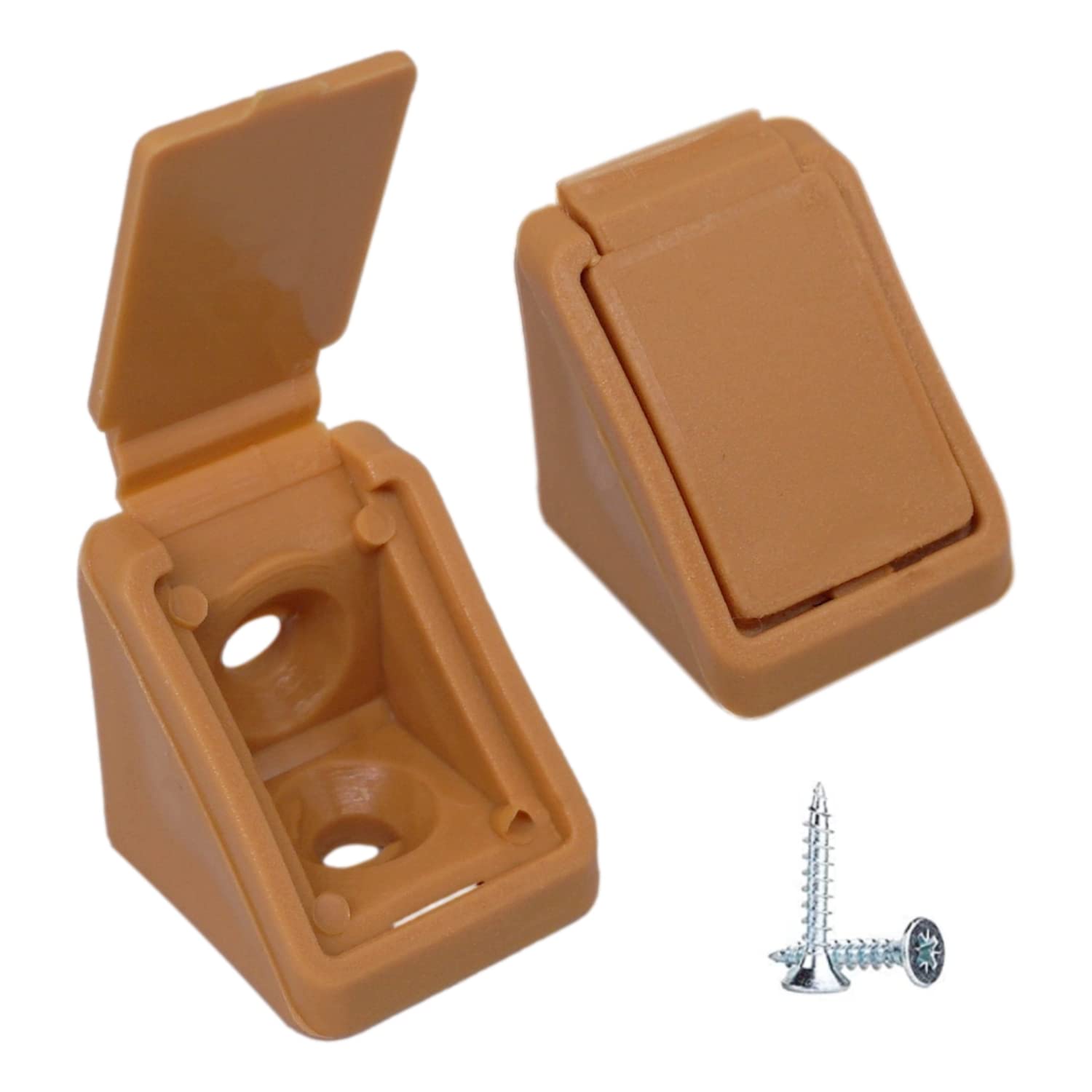 Diforma Light Brown (Pack Of 100 Pcs) Shelf Brackets 20 X 20 Mm, Furniture Corner Joints, 90 Degree Plastic Corner Brace Joint, Right Angle, Screws Included (100, )