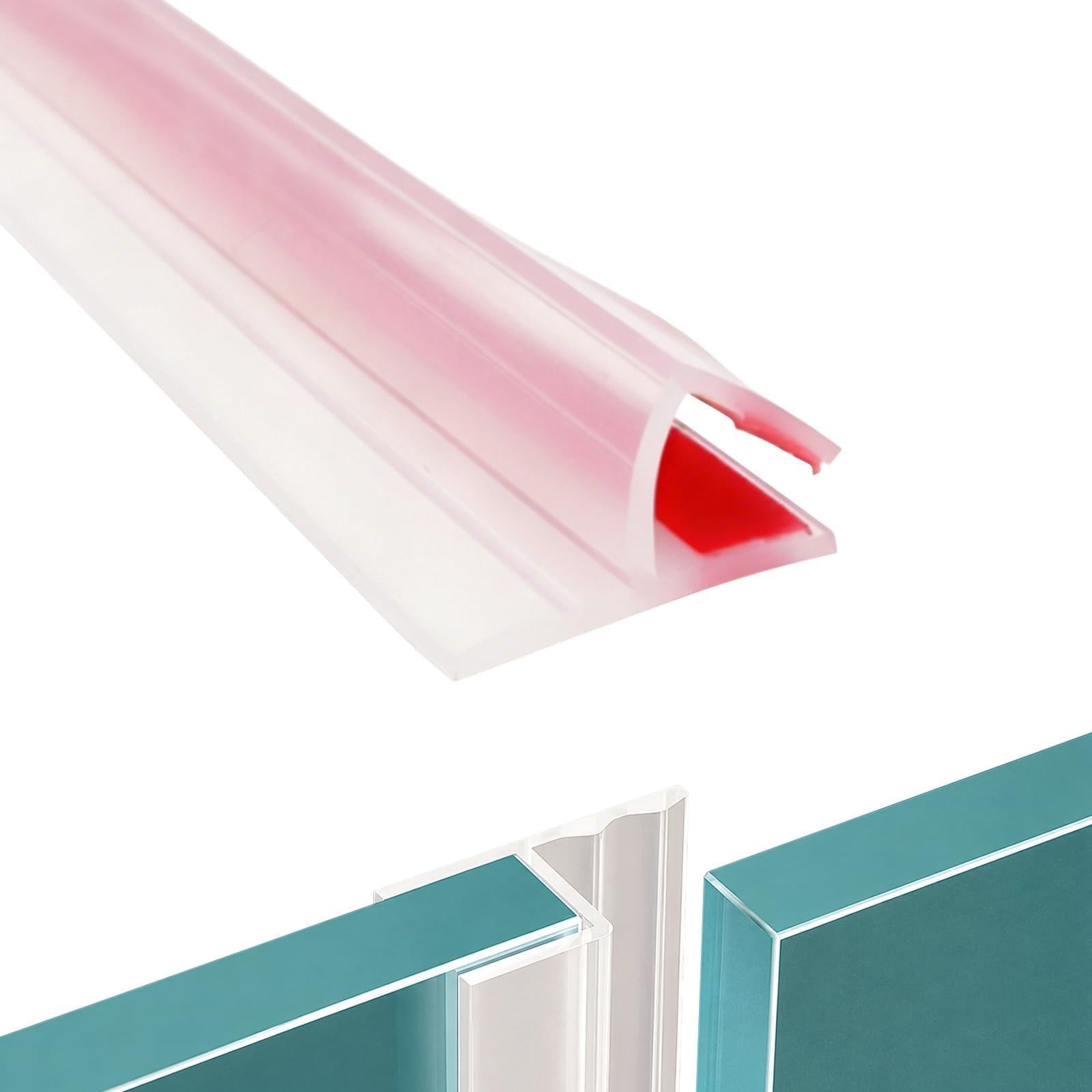 ACESOME Shower Screen Seal Strip Self-Adhesive, 2m/ 6.56 ft Shower Door Seal Strip for Glass Bath, Transparent Side Seal Strip Sweep (H, for 8 mm Thick Glass, with a Seal Gap of 0–10 mm)