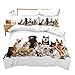 Produktbild Loussiesd Tier Thema 2 Teilig 155x220 cm Bettwäsche Set Süß Haustiere Hund Microfaser Bettbezug Set für Jungen Mädchen Weich Atmungsaktiv Betten Set mit Reißverschluss und 1 Kissenbezug 80x80 cm