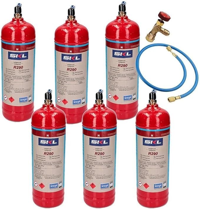 Gaz réfrigérant R290 REPORSHOP avec tuyau et vanne pour recharge de climatisation