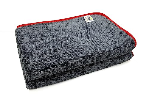 Image of SOFTSPUN Microfiber Cloth for Car - 600 GSM, 40X60cms, 2Pcs, Grey Twisted Loop Super Absorbent Towel - Edgeless Design with Plush Pile and Lint Free Cloth for Drying and Detailing.