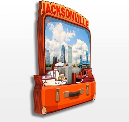 Miniatura 2 de Jacksonville Florida USA America - Imán de madera para nevera, colección 3D, hecho a mano, viajes, ciudad, recuerdos, refrigerador, decoración del
