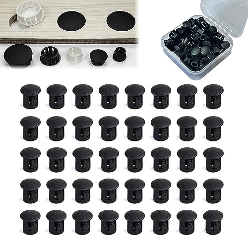 Image of Various Size - Nylon Plastic Hole Plug Round Drill Hole for Holes Cabinet Hole Plugs Black (7 mm - 50 pcs with Box