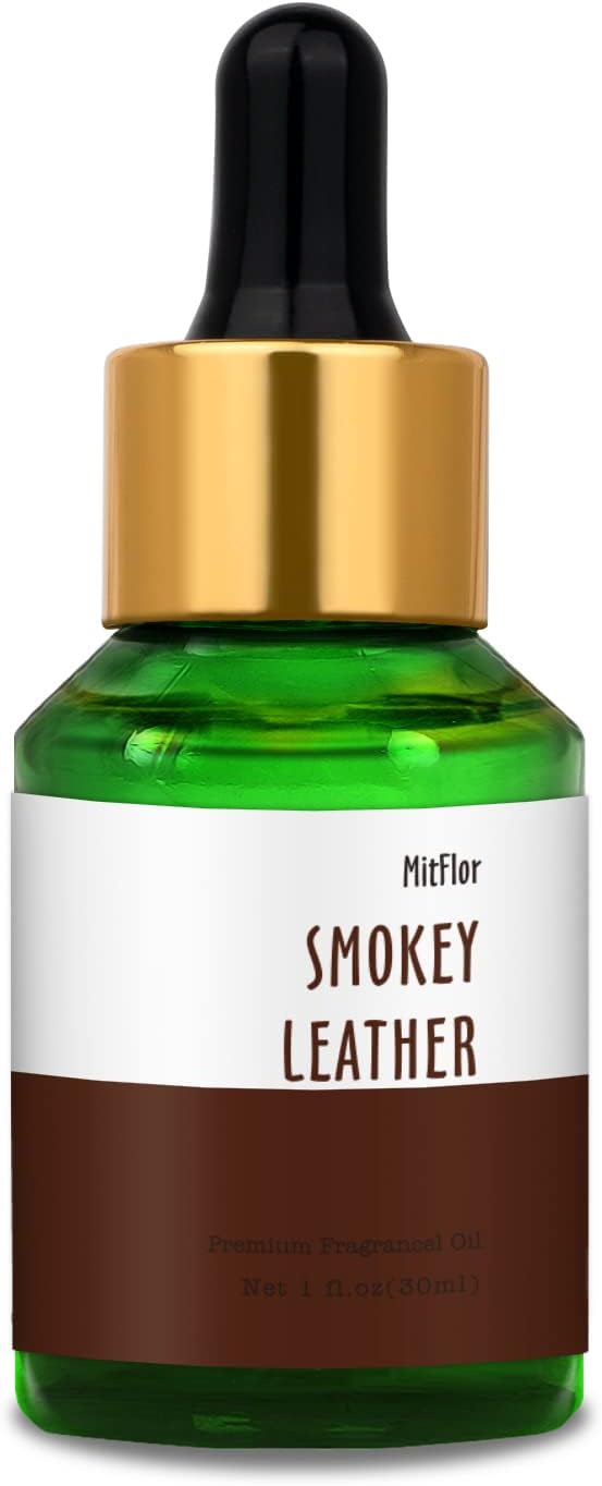 Smokey Leather Fragrance Oil, MitFlor Single Scented Essential Oil for Diffuser, Premium Grade Fragrance Oil for Soap & Candle Making, Men & Woody Scent for Home Fragrance, 30ml