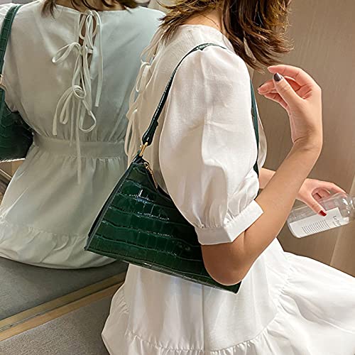 Bolsa de ombro feminina,Bolsa de ombro moda feminina com padrão de crocodilo bolsa de couro pu bolsa