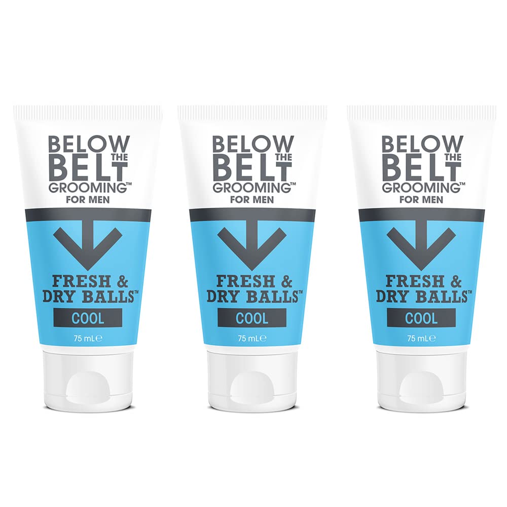 Below The Belt Grooming Fresh & Dry Cool Intimate Deodorant For Men, Protects against Sweat, Odour and Chafing, Cool Mint Fragrance 3 x 75ml