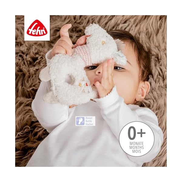 Fehn Baby Ring Greifling Lama - Kuscheltier Babyspielzeug mit Rassel - Motorikspielzeug für das spielerische Lernen - Plüschtier als Einschlafhilfe - Spielzeug für Babys & Kleinkinder ab 0+ Monaten – Bild 4