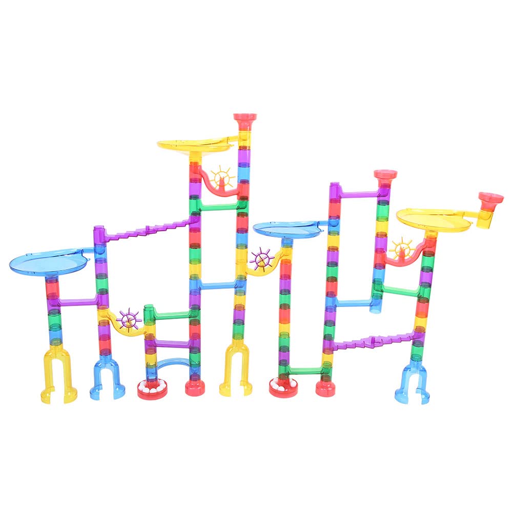 Hidyliu DIY Montar Pista de Carreras de Mármol para Niños Juguete Educativo con 122 Bloques de Plástico Coloridos (122 Piezas)