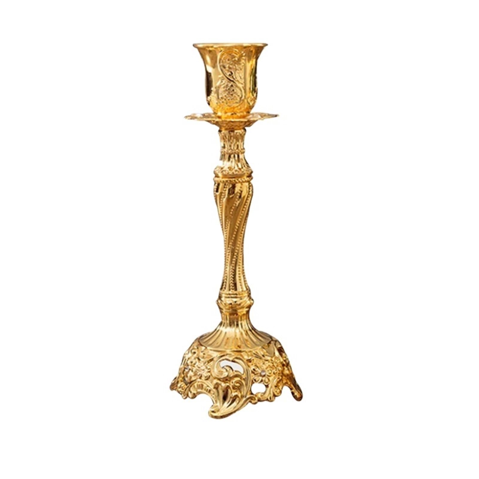 2Pcs Candle Holder Candlesticks Candles Wedding Stand Table Home Decoration For Desktop Decoration(Gold,7.6x7.6x18cm)