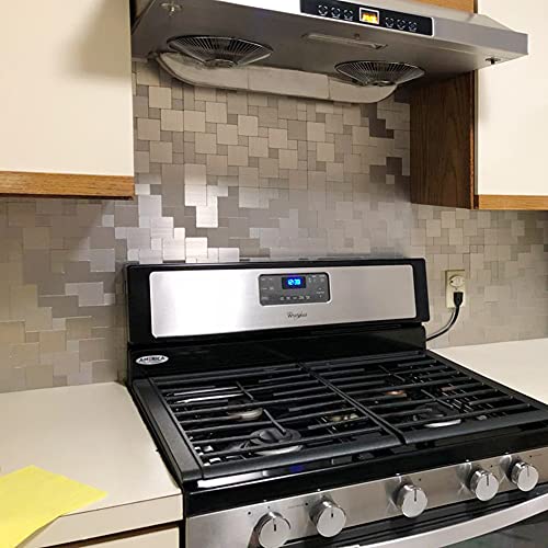 Dicofun 10-Sheet Peel And Stick Tile Backsplash, Stainless Steel Kitchen Metal Backsplash Tile, Stick On Backsplash For Stove #TOP1