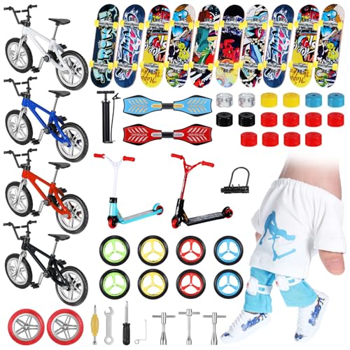 57 Pcs Mini Finger Toy Set, Finger Skateboards, Finger Bikes, Finger Scooter, Finger Tops, Finger...