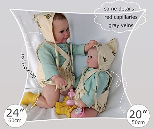 Anano Reborn Baby Doll Newborn 24 Inches Silicone Reborn Toddler Doll Hand Drawn Veins Baby Doll Real Life Size Baby Doll Toy For Age 3+ Birthday Gift Therapy For Dementia Patient #TOP7