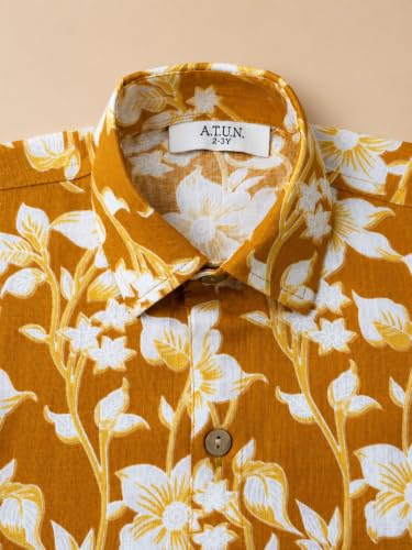 Image of A.T.U.N. (ALL THINGS UBER NICE) Boys 100% Cotton Printed Shirt | Half Sleeve Smart Casual Shirt for Kids | Soft Breathable Button Placket Top