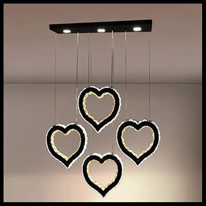 Smartway - 90W Heart Shape K9 Chandelier for Dining Table Modern, Hall, (Warm White, Cold White, Natural White) Remote Control, App Control and Voice Assist (Amazon Alexa & Google Assistant)