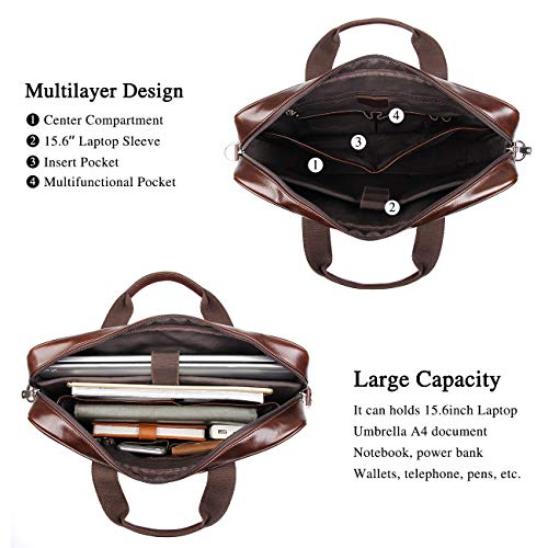 Image of Augus Leather Briefcase Laptop for Men Fits 16 Inch Laptop