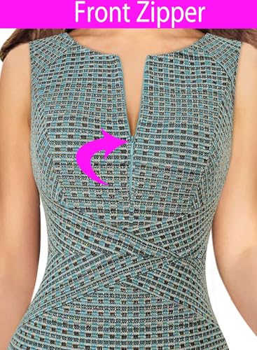 Image of VFSHOW Womens Front Zipper Work Business Office Bodycon Dress Elegant Professional Career Church Party Pencil Sheath Dress