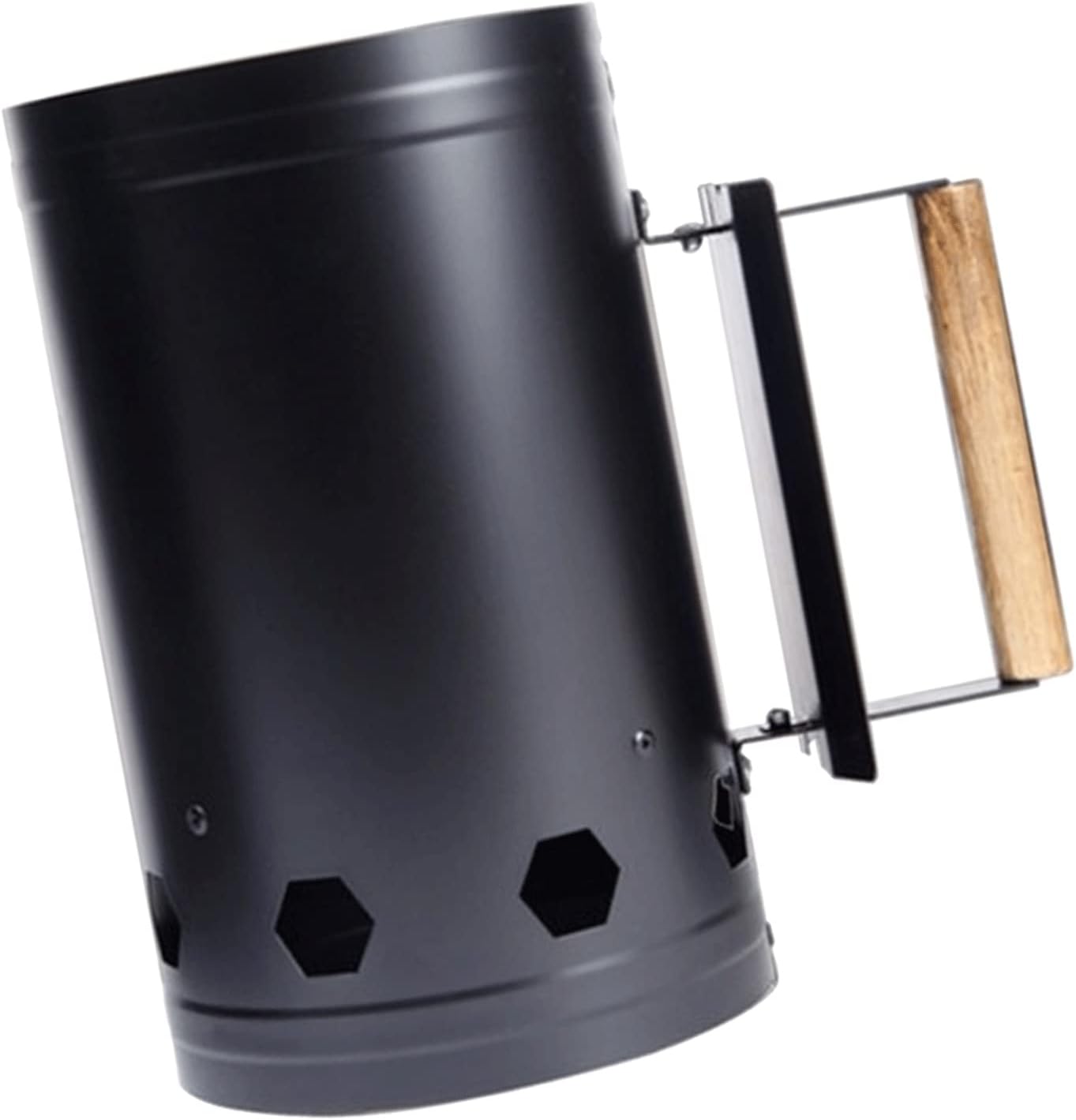 Heavy Duty Deluxe Charcoal Chimney Starter,Multipurpose Charcoal Burner,Charcoal Chimney Starter with Wooden Handle (Color : Black, Size : As Shown)
