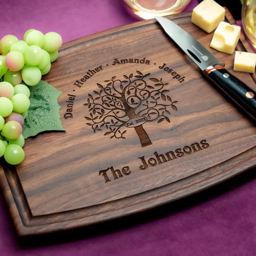 Straga Tabla de Cortar Personalizada | Madera Artesanal Grabada | Diseño Árbol Familiar No.402 miniatura 1