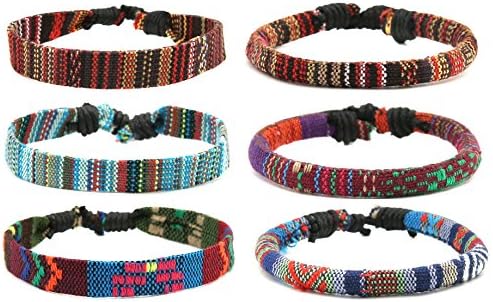 HZMAN Mix 6 Wrap Bracelets Men Women, Hemp Cords Ethnic Tribal Bracelets Wristbands (Mix 6 Wrap)