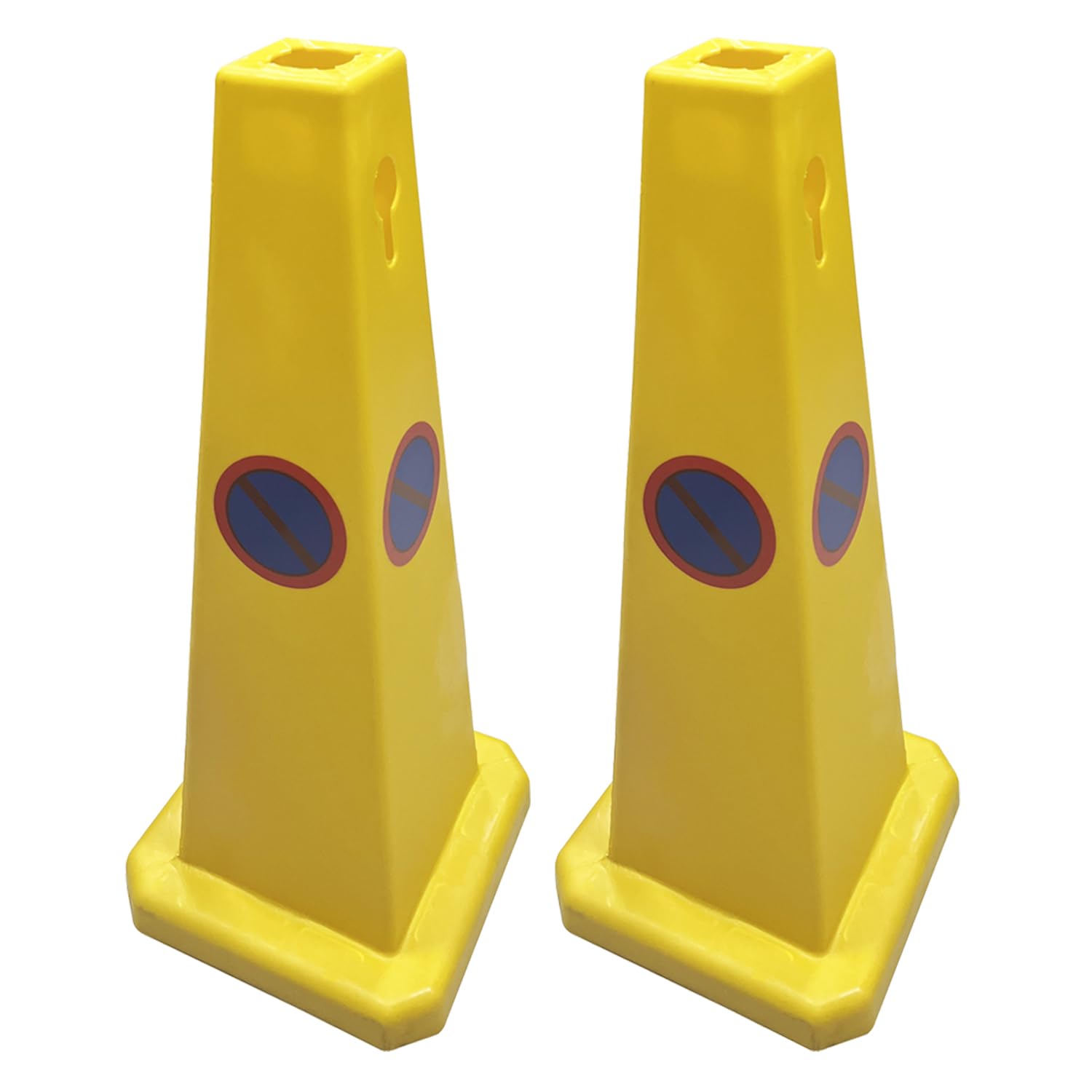 Haobase Yellow Four-Sided Traffic Cones No Waiting Cones, High Visibility 26 Inches Heigh, Pack Of 2