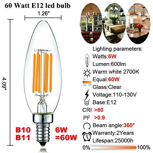 Litehistory Bundle Of G16.5 Led Bulb 4W=40W E26 Edison Bulb 400Lm And B10 Led Bulb 6W=60W Led Candelabra Bulb 2700K Clear E12 Led Bulb Ac120V 600Lm For Chandelier,Ceiling Fan,Vanity Light Bulb #TOP27