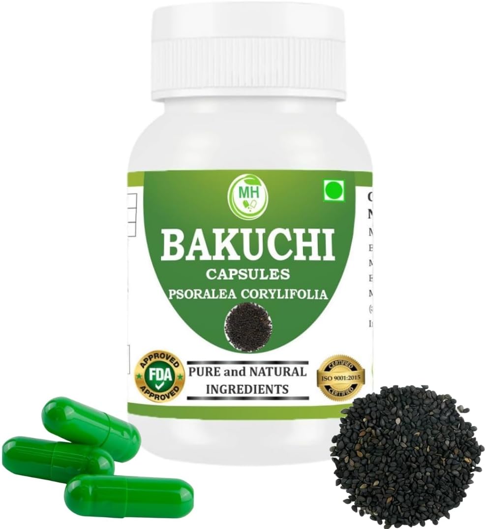 Morsan Healthcare Bakuchi (Psoralea corylifolia) Capsule | Pack of 60 x 500 MG. Vegetarian Capsules | Natural Herbal Supplement | GMP Certified | Gluten Free (Pack of 1)