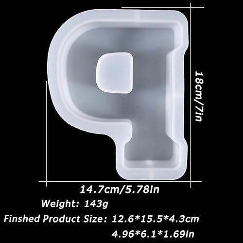 Miniatura 8 de Molde de letras grandes de 7 pulgadas para resina, 26 letras mayúsculas del alfabeto, molde de alfabeto grande de la A a la Z para hacer velas de