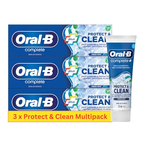 Toothpaste Oral B Protect & Clean - 3 Pack - Whitening Toothpaste Bundle. Oral B Toothpaste Whitening | Plaque Remover for Teeth Toothpaste| DD Bundle with Thank You Card