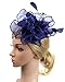 Urban CoCo Women's Vintage Flower Feather Mesh Net Fascinator Hair Clip Hat Party Wedding (Navy Blue-Series 4)