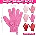 Cuffbow 90 Pcs 45 Pairs Exfoliating Double Sided Bath Gloves with Hanging Loop Colorful Body Shower Gloves for Men Women Beauty Spa Massage Shower Clean Skin Bathing Scrubber Accessories(Pink)