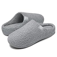 Damen Hausschuhe mit Memory Foam Rutschfest Winter Warme Faux Pelz Pantoffeln Weiche Flache Plüsch Slippers im Herbst und Winter für Drinnen und Draussen (Grau, 40/41 EU)