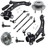 Detroit Axle - 12pc Front Suspension Kit For Mustang - Both (2) Lower Control Arm & Ball Joint, All (4) Inner & Outer Tie Rods, 2 Tie Rod Boot, 2 Wheel Hubs