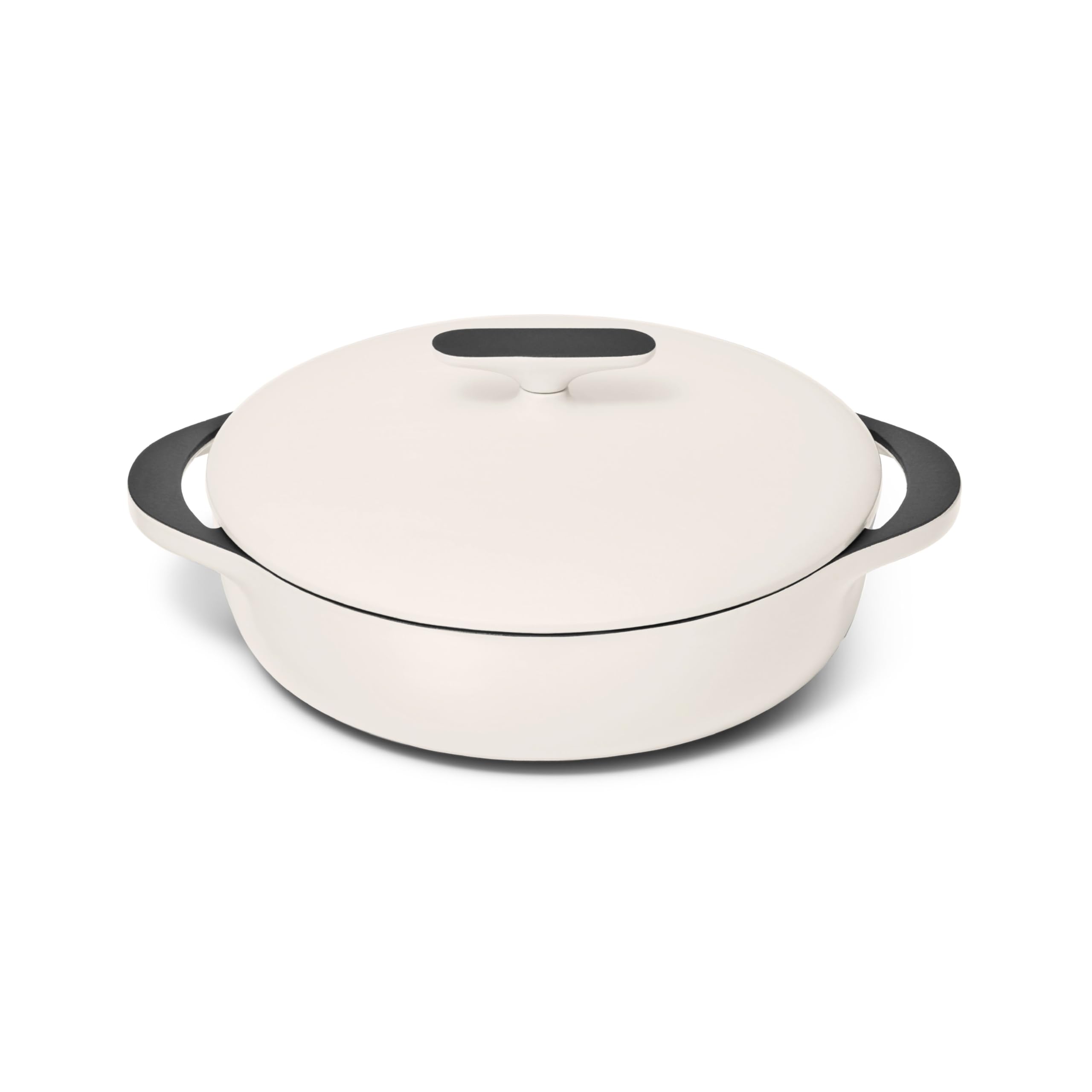 Caraway Enameled Cast Iron Braiser - 3.5 qt Braiser Pan - 3 Layer Enamel Coating - No Seasoning Required - Compatible With All Stovetops - Oven Safe - Free From Forever Chemicals - Cream
