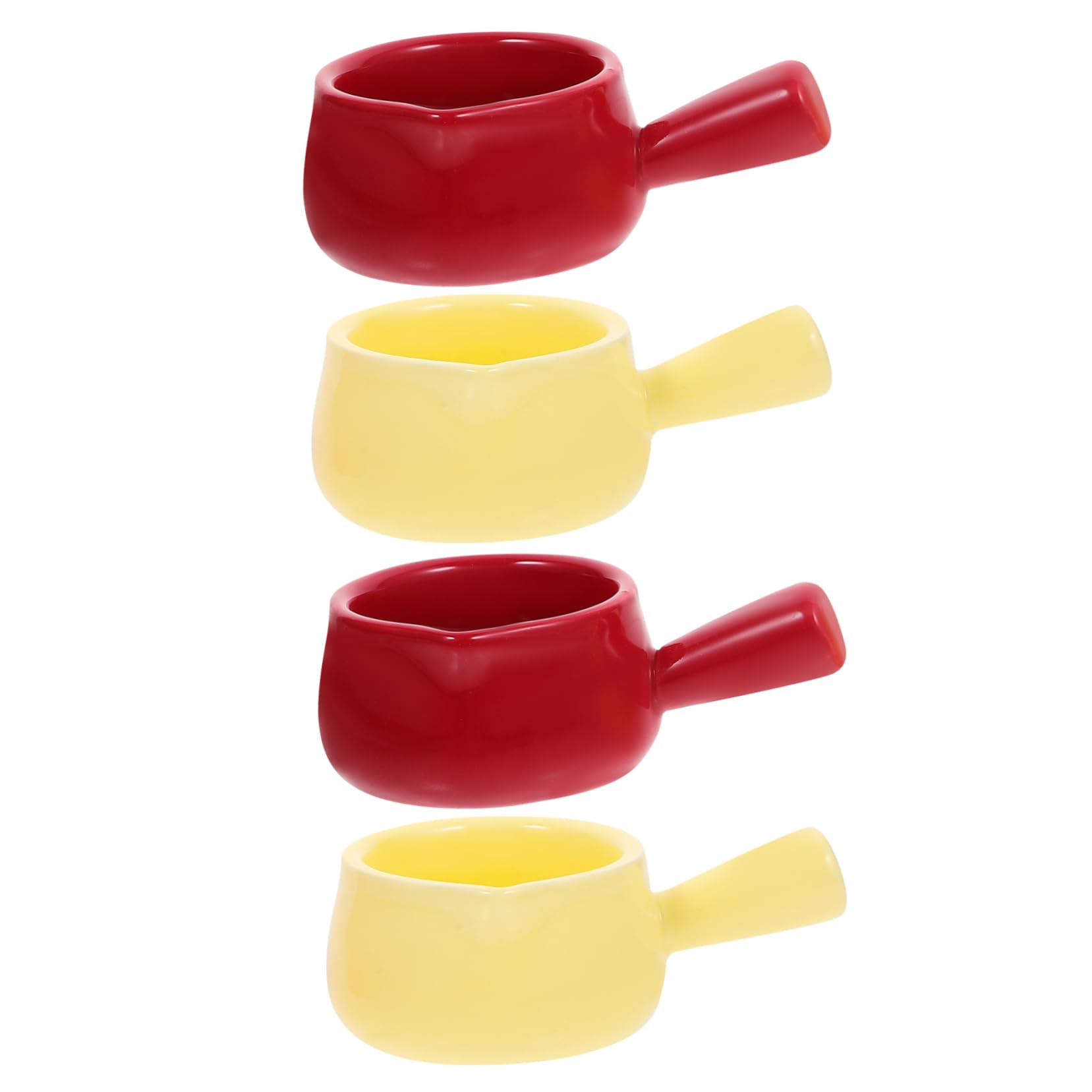 Unomor 4pcs Ceramic Milk Cup with Handle Mini Creamer Jug Sauce Pitcher Sauce Cup Coffee Milk Creamer Pitcher Sink Splash Guard Small Milk Jug Milk Serving Creamer Frothing Cream Ceramics