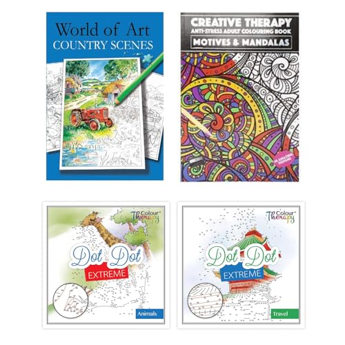 Sixstore Colour Therapy Relaxing Anti-Stress Adult Colouring Books - Set of 4 -Choose Your Set (Set 12)