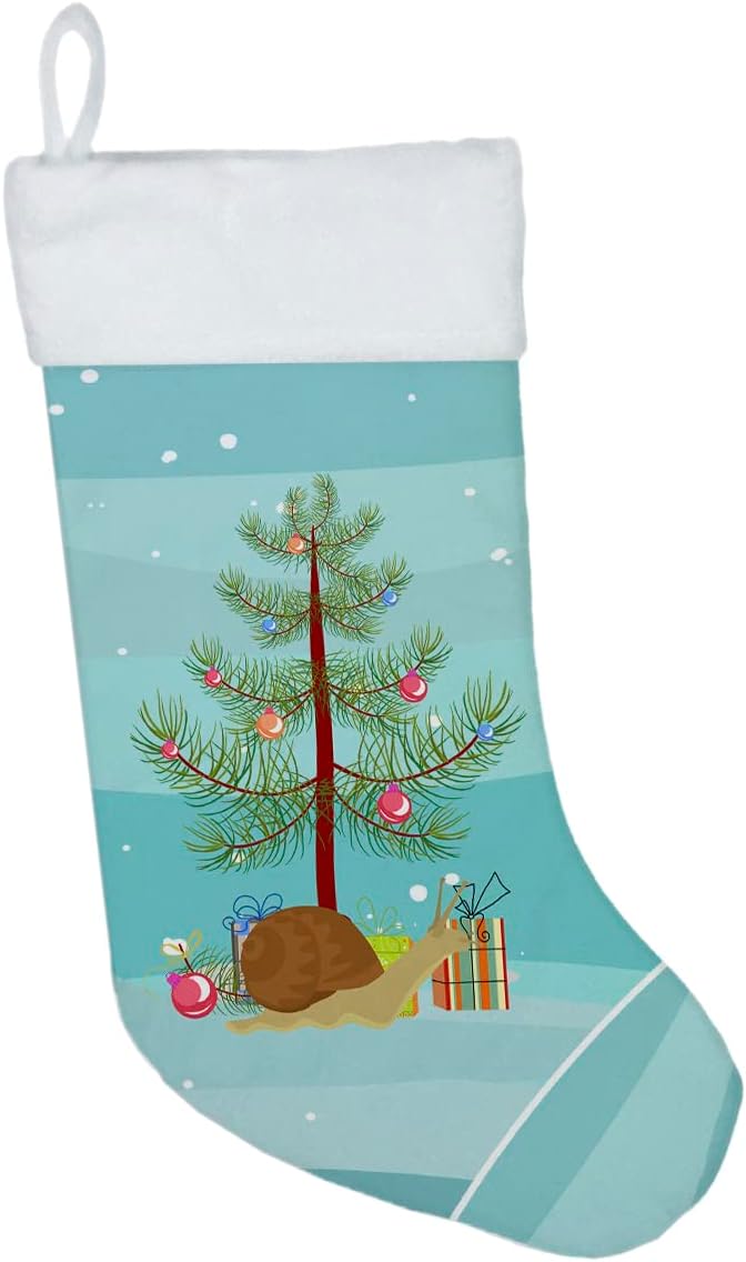 Caroline's Treasures CK4539CS Garden Snail Merry Christmas Christmas Stocking Fireplace Hanging Stockings Christmas Season Party Decor Family Holiday Decorations
